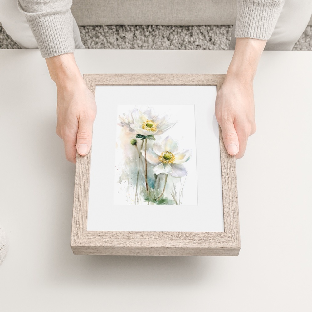 Watercolor Anemone Flowers Wall Art Illustration Print Poster Unframed - Picture 5 of 9